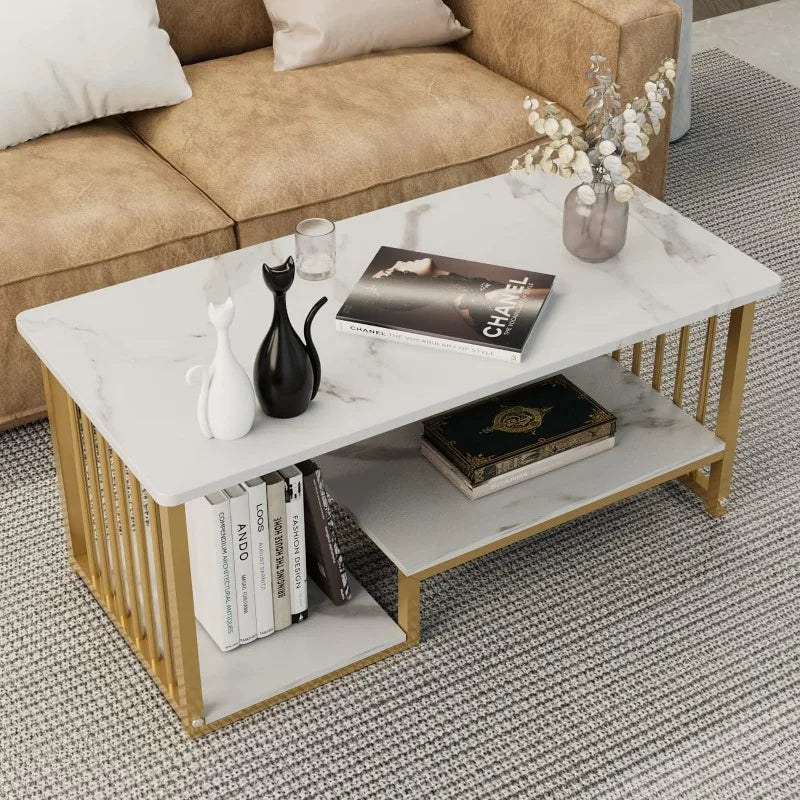 White Faux Marble Coffee Table