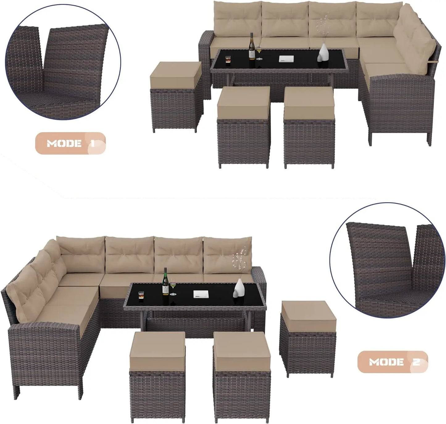 7 Piece Outdoor Patio Furniture Set