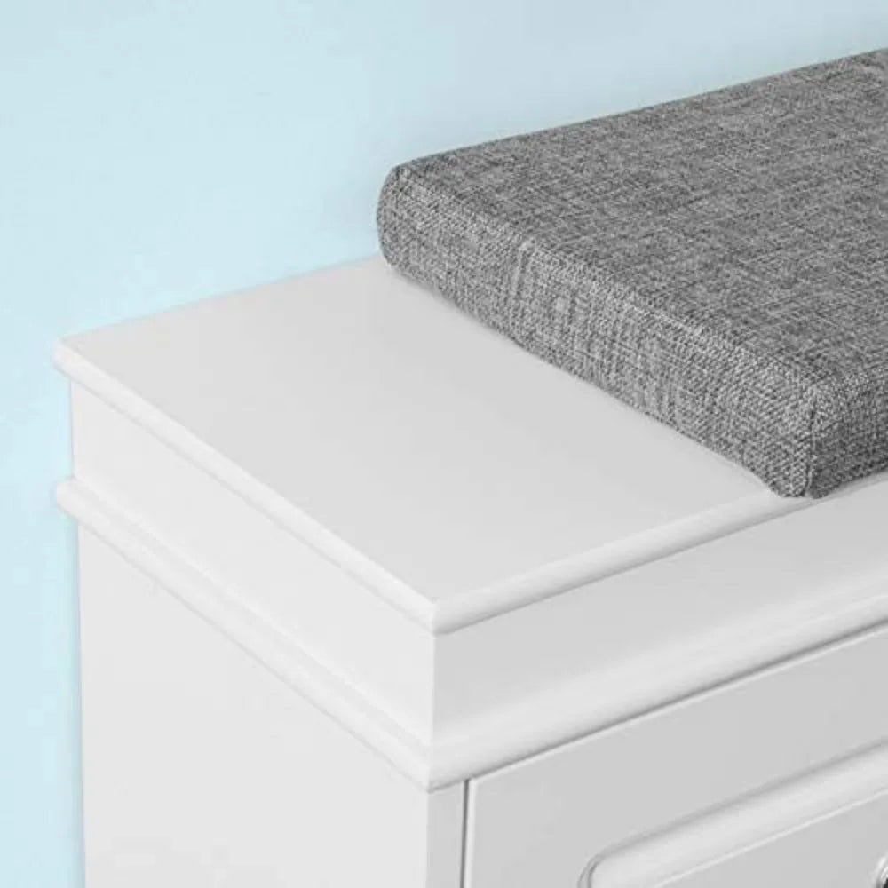 Storage Bench with Drawers & Padded Seat Cushion