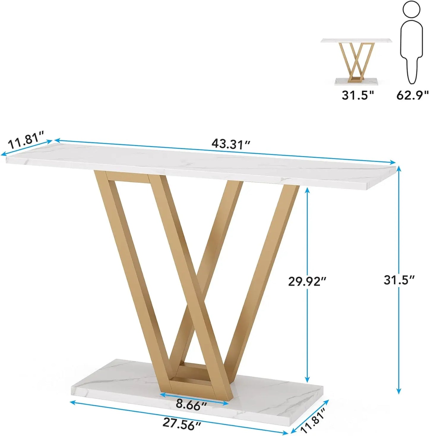 Gold Console Hallway Table