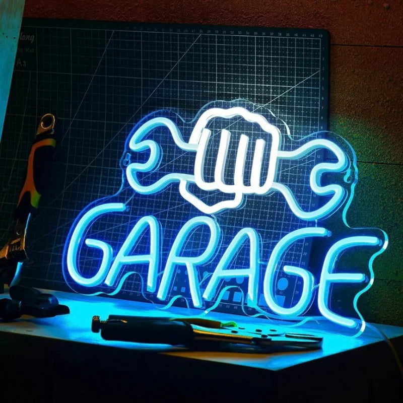 Wrench Shaped Neon Sign