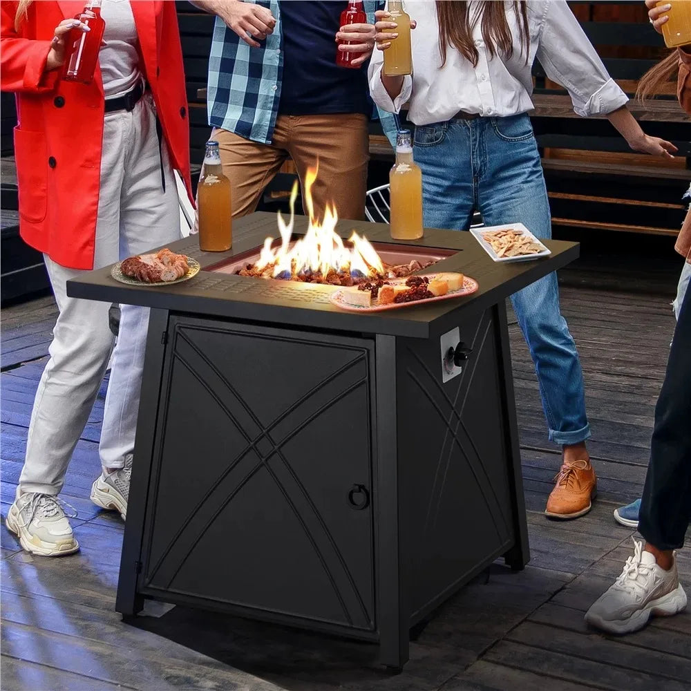 Fire Pit with Lid and Iron Tabletop