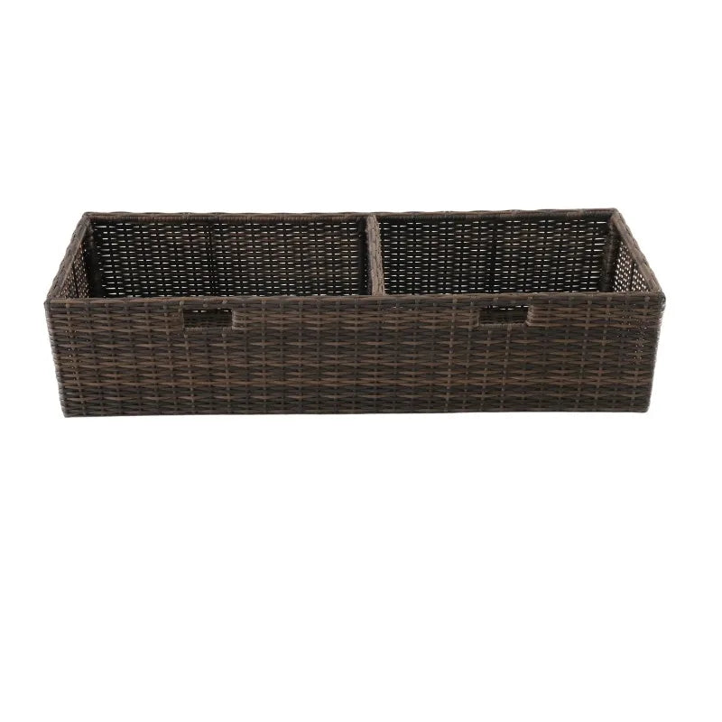 Camrose Outdoor Storage Wicker Bench - Brown