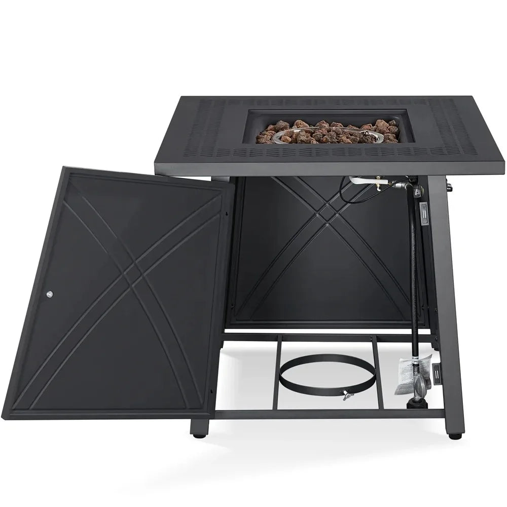 Fire Pit with Lid and Iron Tabletop