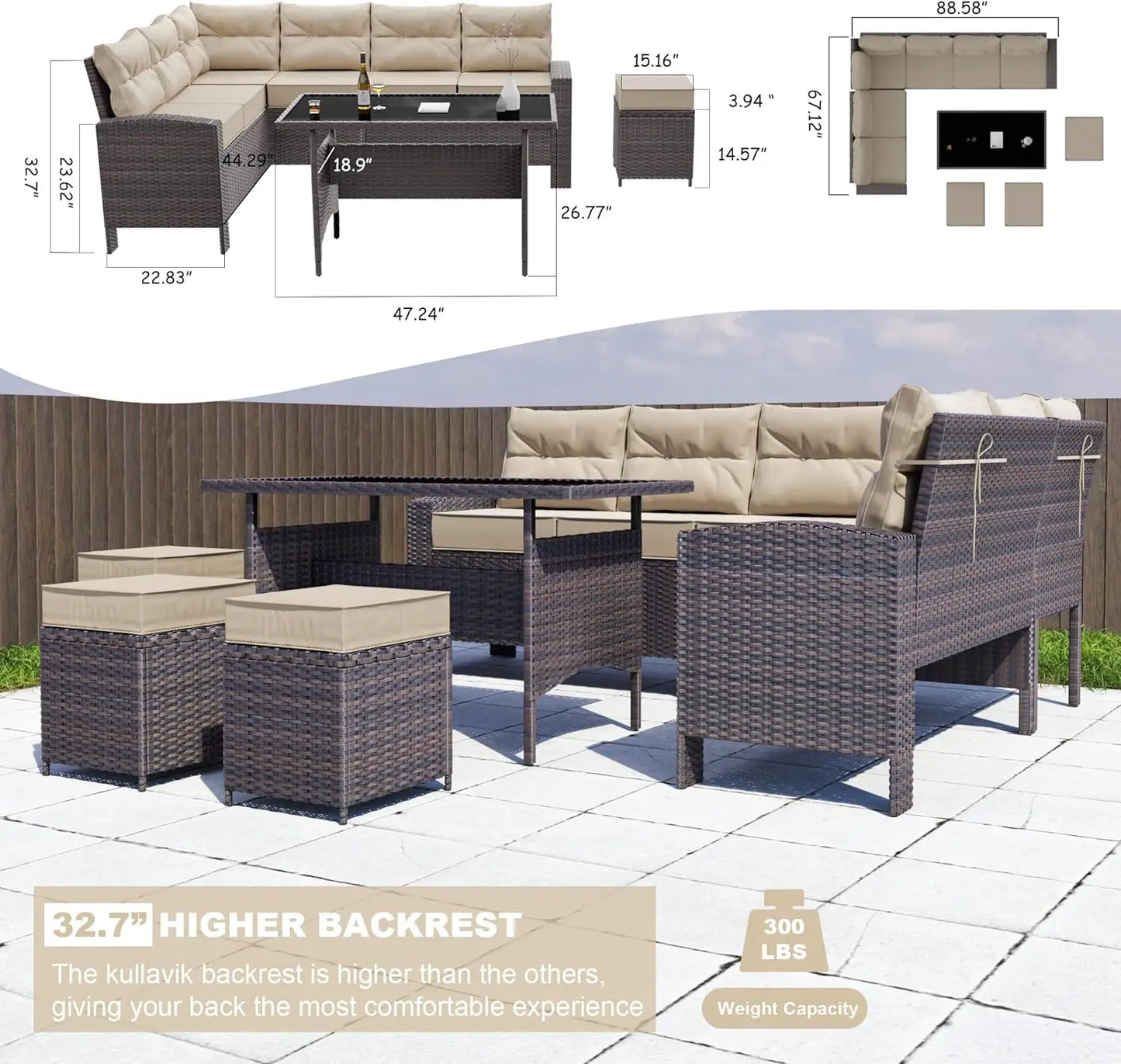 7 Piece Outdoor Patio Furniture Set