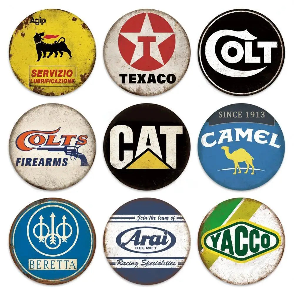 Vintage Motor Oil/Gas Station Round Metal Signs