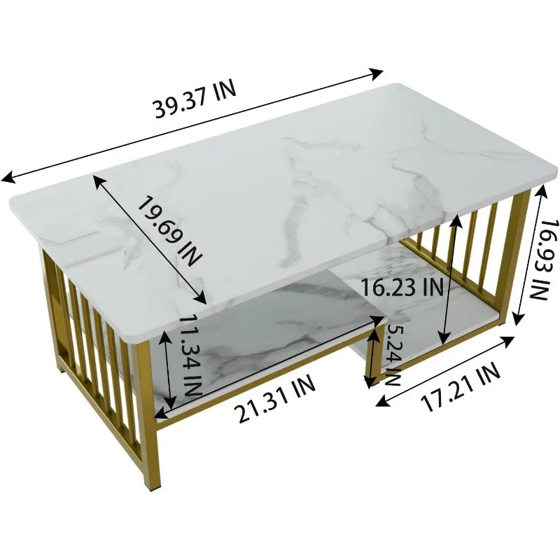 White Faux Marble Coffee Table