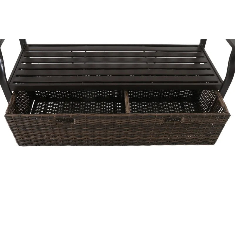 Camrose Outdoor Storage Wicker Bench - Brown