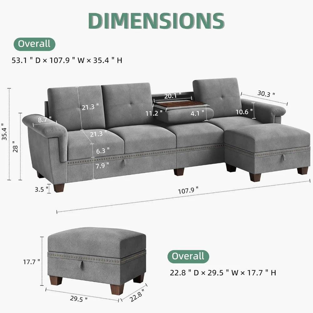 L Shaped Reversible Sectional Sofa