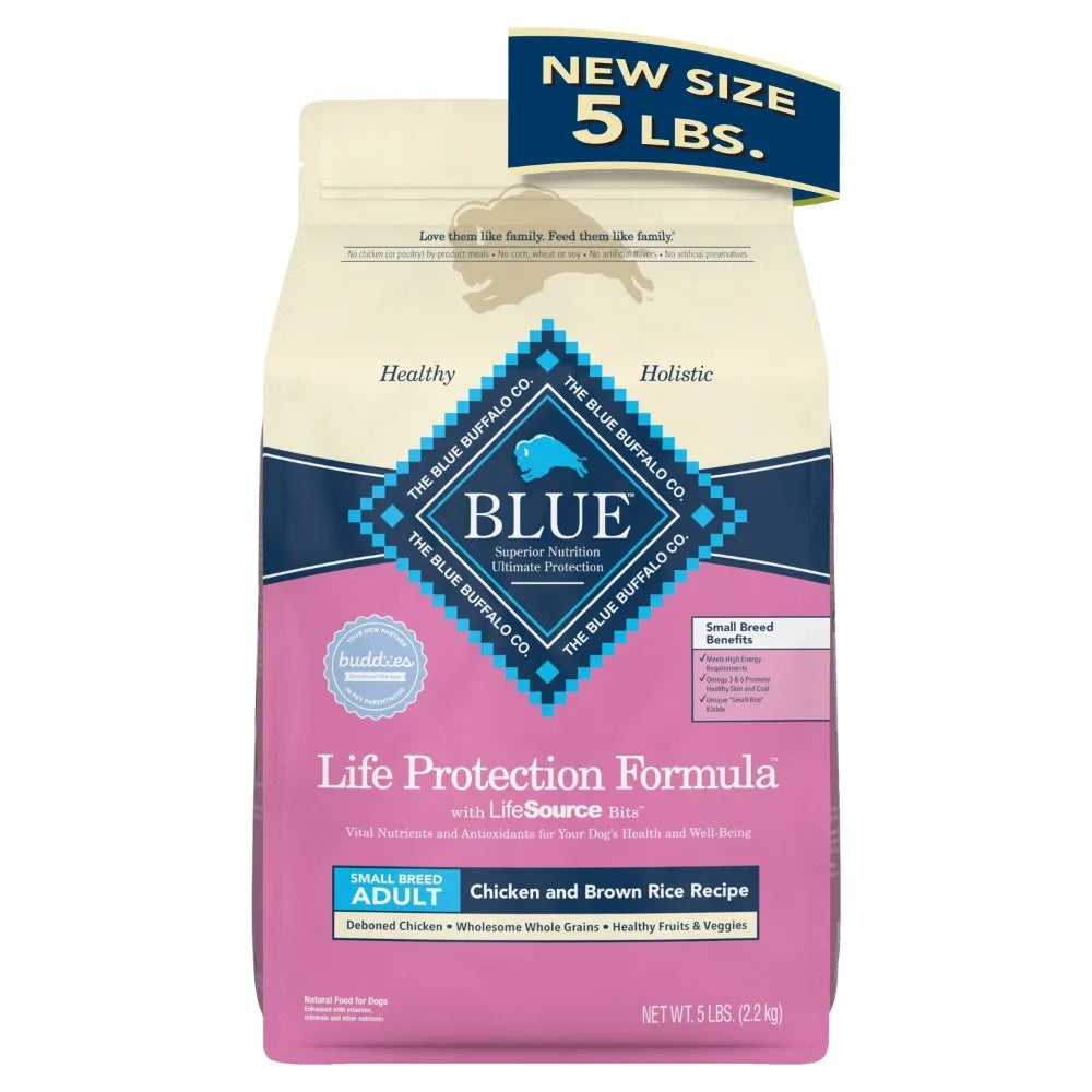 Blue Buffalo Life Protection Formula Small Breed Chicken and Brown Rice Dry Dog Food for Adult Dogs, Whole Grain, 5 lb. Bag