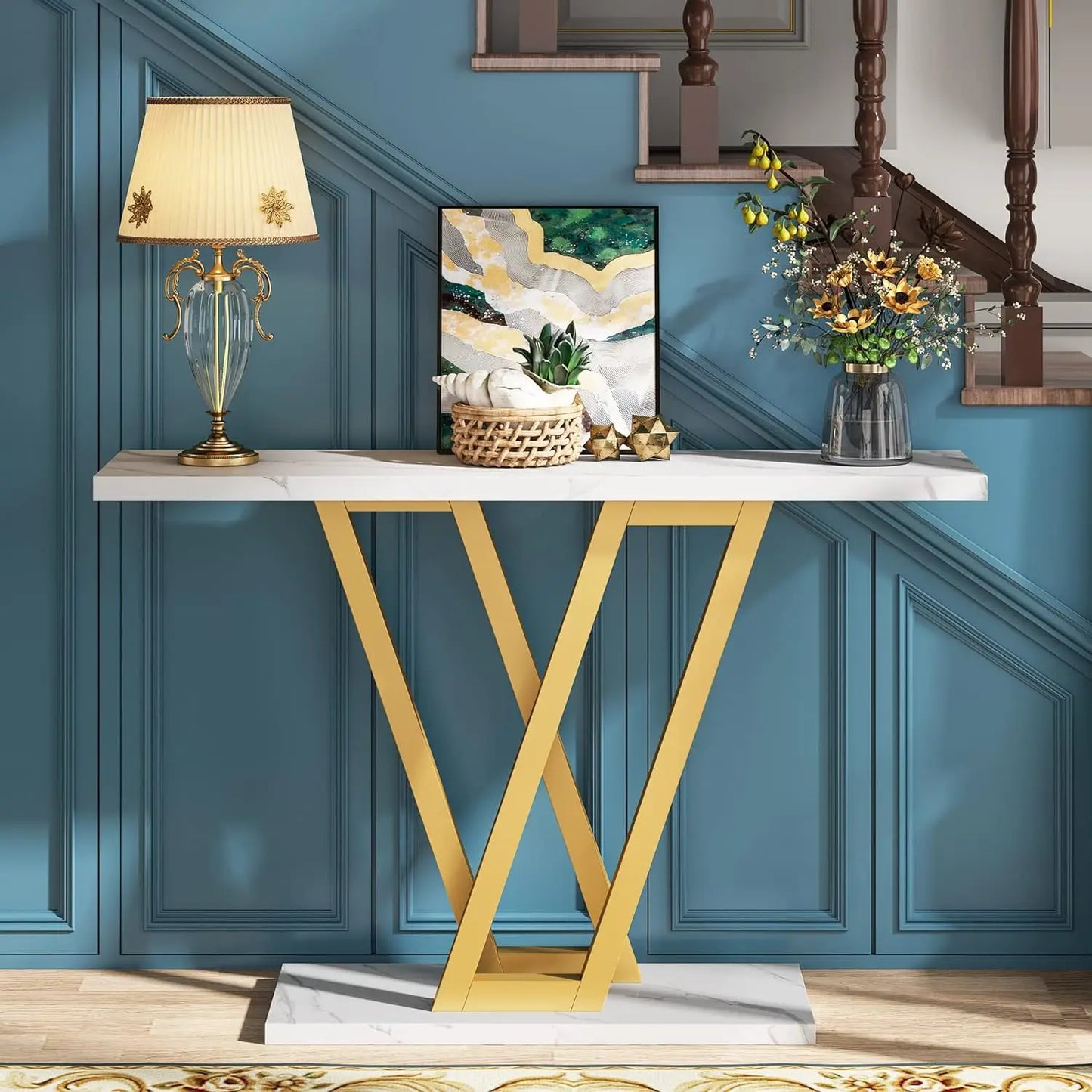 Gold Console Hallway Table