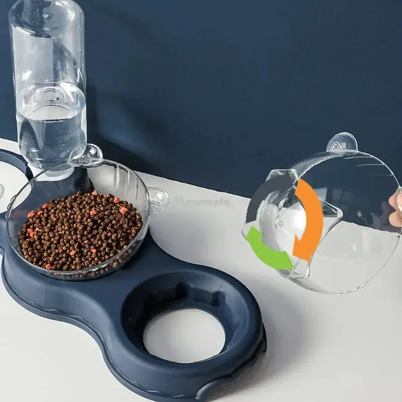 3-in-1 Dog/Cat Food Bowl With Water Fountain