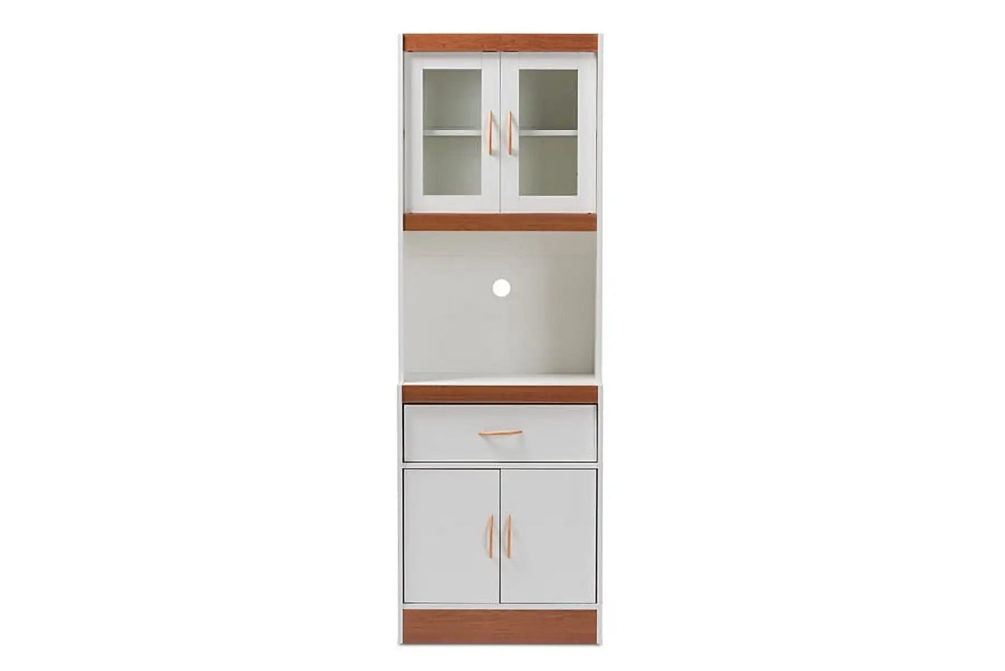 Baxton Studio Laurana White and Cherry Finished Kitchen Cabinet and Hutch