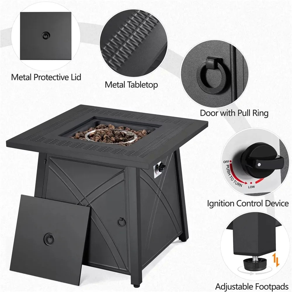 Fire Pit with Lid and Iron Tabletop